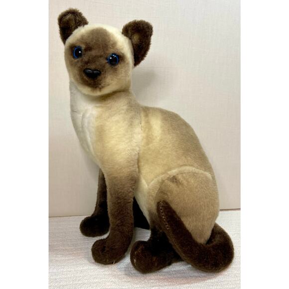 Tiger Tale Toys Siamese Cat Plush Realistic Viahart Sitting Stuffed Animal 13" - Picture 1 of 11